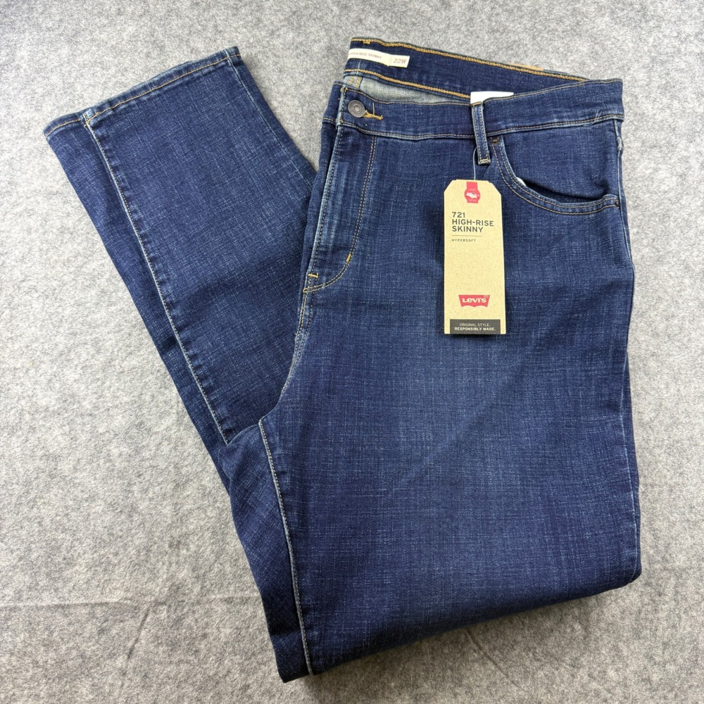 Levis 721 High Rise Skinny Jeans Womens 22W Dark Wash Hypersoft 833680010 NWT